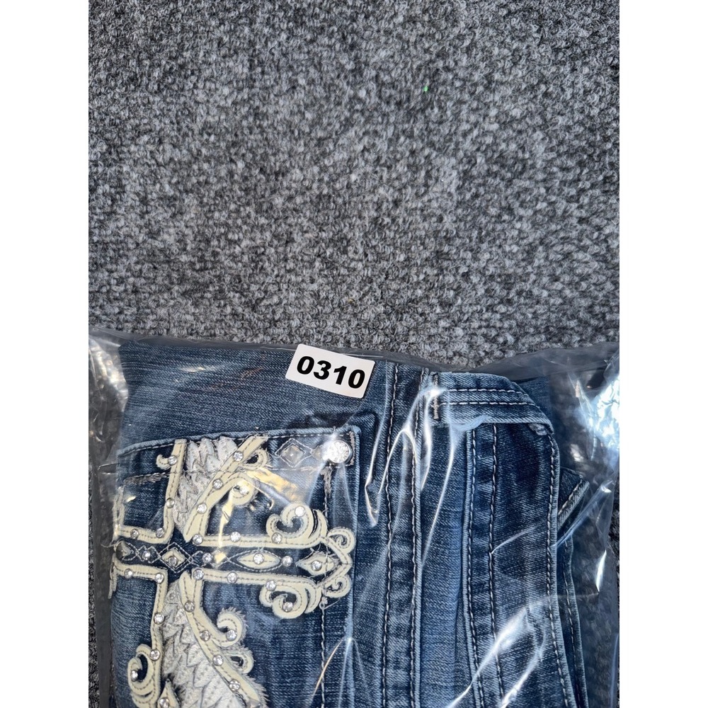 Miss Me JP6187B Boot Cut Womens Jeans Embroidered Cross and Rhinestones Size 34 - Picture 12 of 12